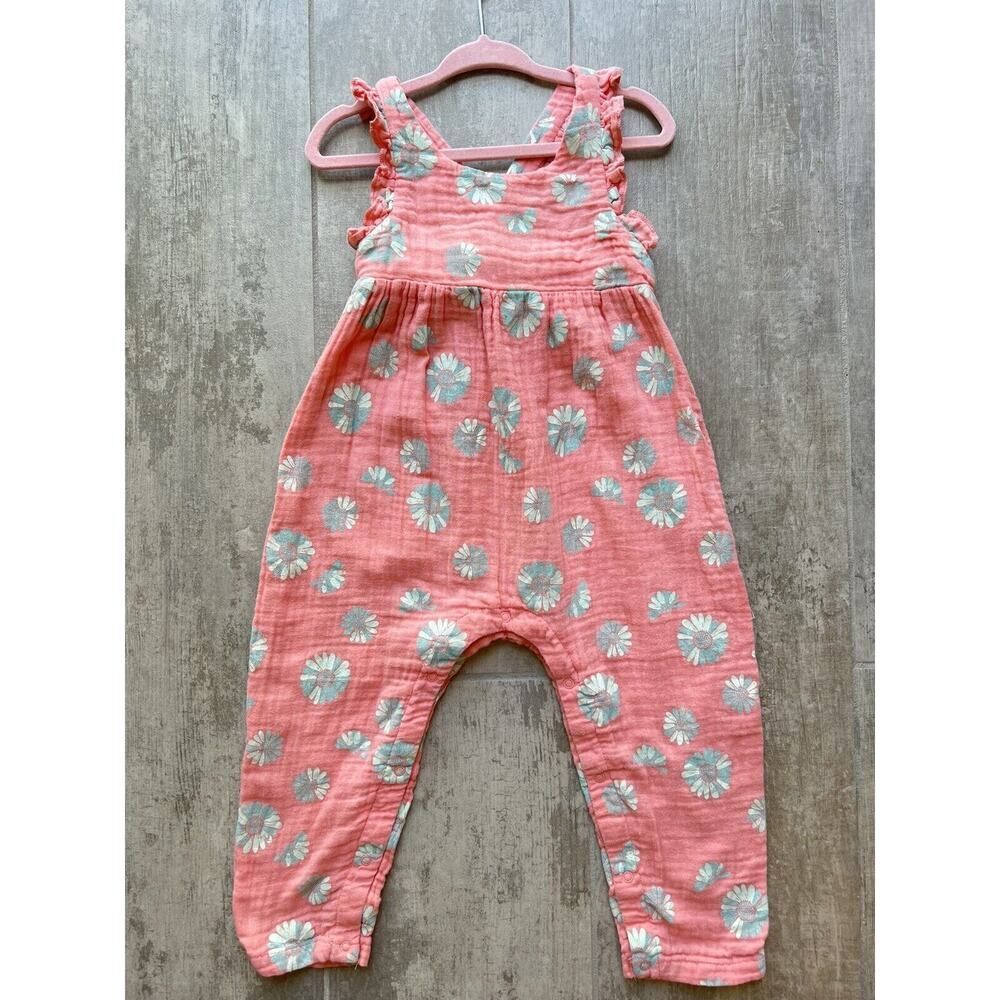 $48 Curious...by Peek Designer Nordstrom Pink Flower Baby Toddler Jumpsuit 24m